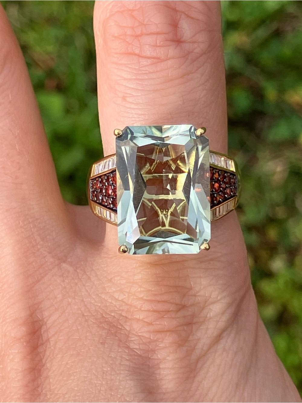 Prasiolite (Green Amethyst) Cocktail Ring Size 10